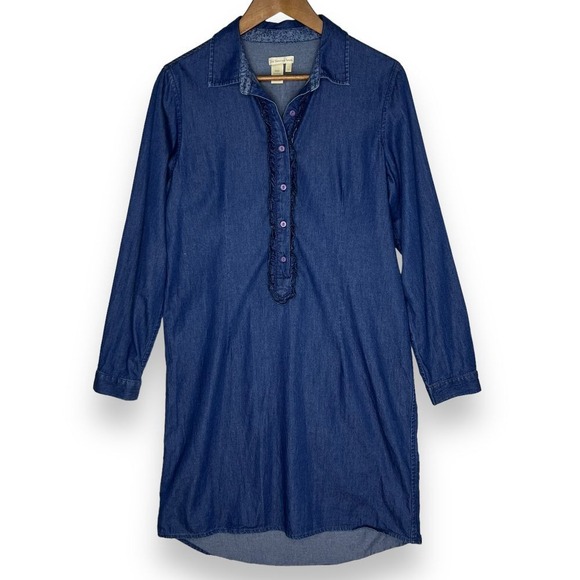 The Territory Ahead Dresses & Skirts - The Territory Ahead 10 Shirt Dress Chambray Vintage Ruffle Front‎ Button Western